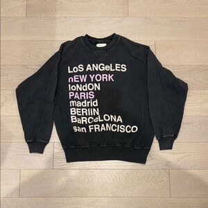 Anine Bing Black Sweatshirt with City Names in White and Pink